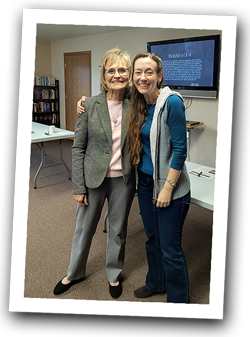 Healing Hearts Certified Biblical Counselor Deb Nyberg (left) with another attendee at a pastors conference in Cambridge, Idaho