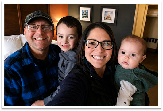 Shane Daniels pictured with wife Hannah and children