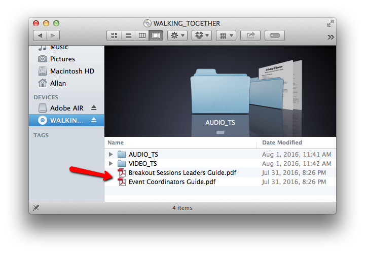 Screenshot of DVD contents (Mac Finder)